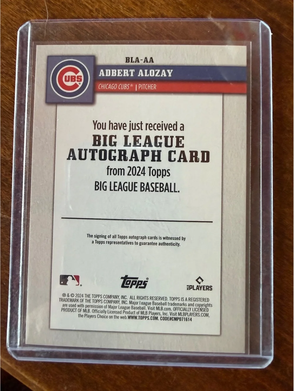 2024 Topps Big League Baseball Adbert Alzolay Orange Parallel Autograph #BLA-AA